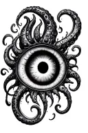 swirly tentacles eyeball tattoo design idea
