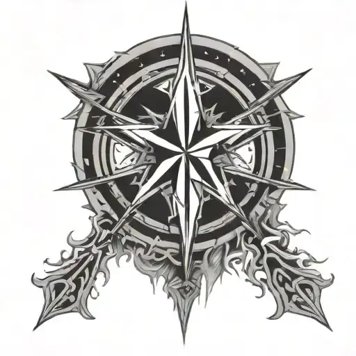 Chaos Star compass intertwined tattoo design idea