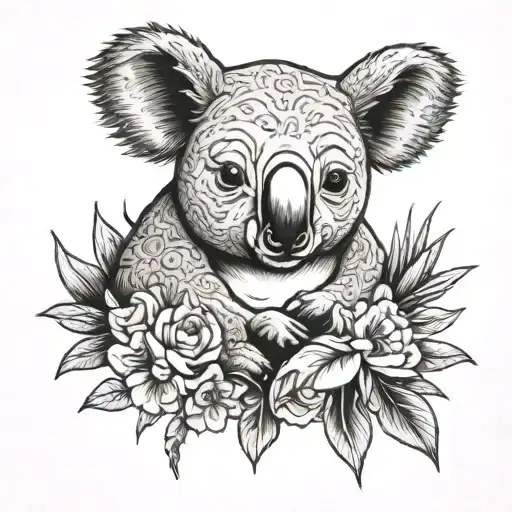 sydney tattoo with koala and kangeroo tattoo design idea