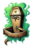 harry potter dark mark tattoo with a smoky green background and a coffin tattoo design idea