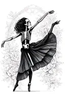 skeleton ballet dancer gracefully balancing tattoo design idea