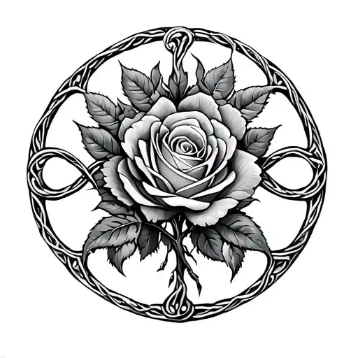 celtic tree of life rose  tattoo design idea
