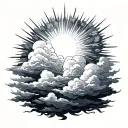 Clouds And Sun Rays tattoo design idea