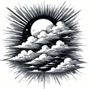 Clouds And Sun Rays tattoo design idea