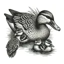 mama duck and 2 ducklings tattoo design idea