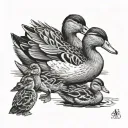 mama duck and 2 ducklings tattoo design idea