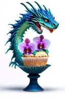 Dragon themed cupcake tower with intricate orchid decorations tattoo design idea
