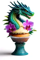 Dragon themed cupcake tower with intricate orchid decorations tattoo design idea