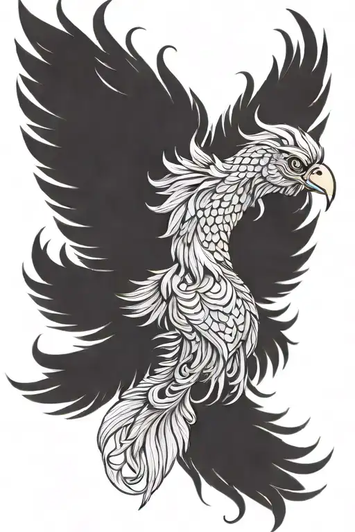 a black phoenix to cover tattoo design idea