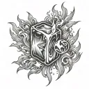 ice cube and fire flames left arm tattoo design idea