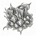 ice cube and fire flames left arm tattoo design idea