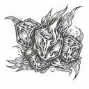 ice cube and fire flames left arm tattoo design idea