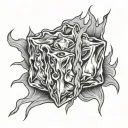 ice cube and fire flames left arm tattoo design idea