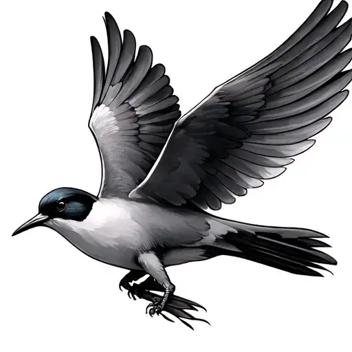 modern swallow not very real tattoo design idea