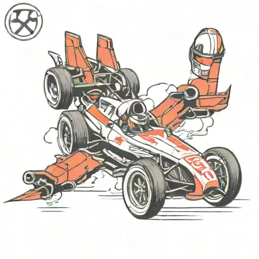 formula 1 car with rocket tattoo design idea