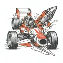 formula 1 car with rocket tattoo design idea
