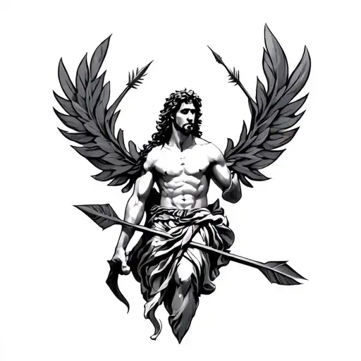 St Sebastian arrows tattoo design idea