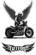 biker with wings holding tattoo design idea