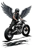 biker with wings holding tattoo design idea