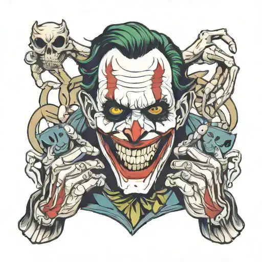 bones on hands with joker smile  tattoo design idea
