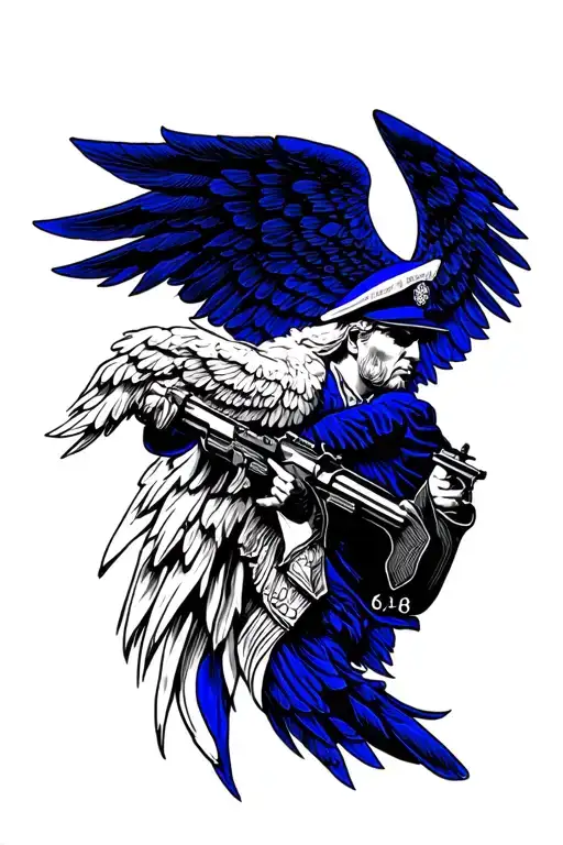 "Isaiah 6:8" saint Michael blue thin line  police tattoo tattoo design idea