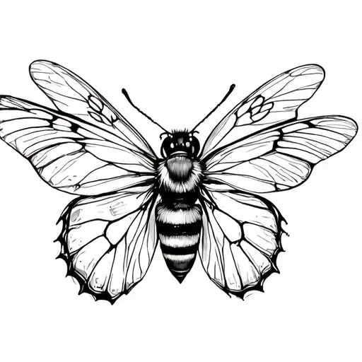 butterfly and bumble bee tattoo design idea