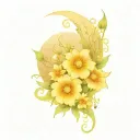 witchy moon and flowers intertwined vines tattoo design idea