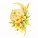 witchy moon and flowers intertwined vines tattoo design idea