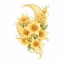 witchy moon and flowers intertwined vines tattoo design idea