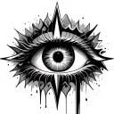 melting eye surrounded by patterns with compass tattoo design idea