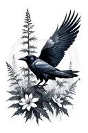 midnight sun Alaska fireweed raven tattoo design idea