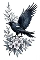 midnight sun Alaska fireweed raven tattoo design idea