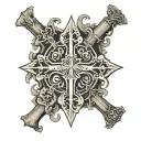 cross, spiritual principles 7 deadly sins tattoo design idea