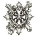 cross, spiritual principles 7 deadly sins tattoo design idea