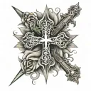 cross, spiritual principles 7 deadly sins tattoo design idea