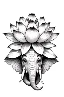 beautiful lotus flower with a elephant face on the bottom  tattoo design idea