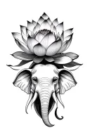 beautiful lotus flower with a elephant face on the bottom  tattoo design idea