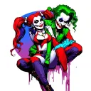 suicide squad harley quinn and joker tattoo design idea