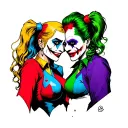suicide squad harley quinn and joker tattoo design idea
