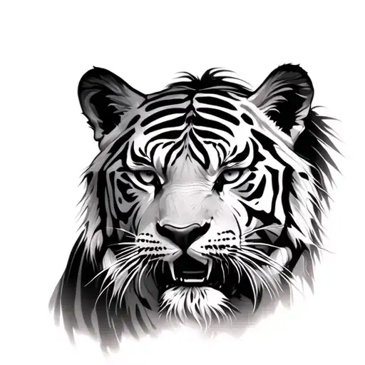White tiger fierce face tattoo design idea