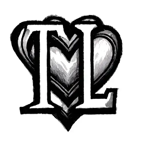 Heart Initials T + L tattoo design idea