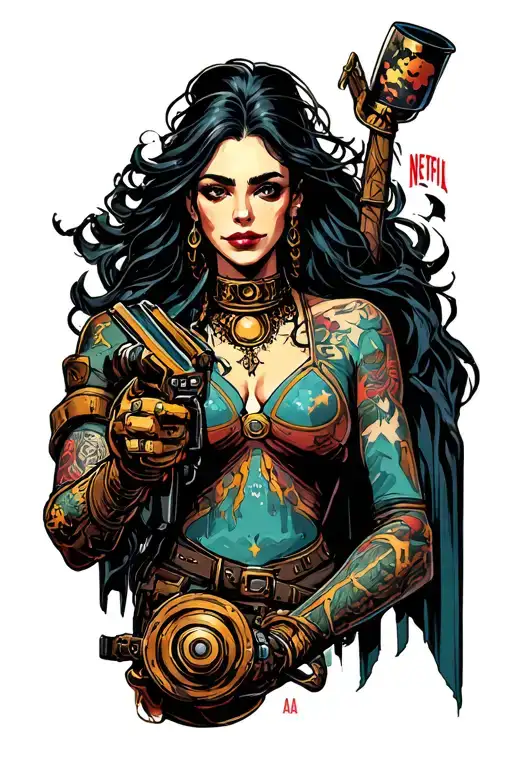 All Arcane Characters with Piltover and Zain behind them From Netflix tattoo design idea