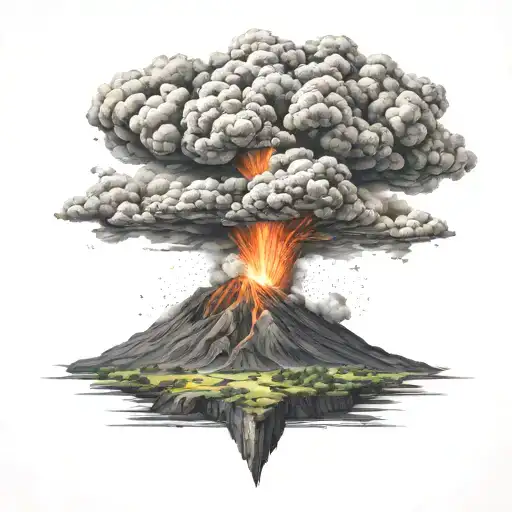 VOLCANO ERUPTING tattoo design idea
