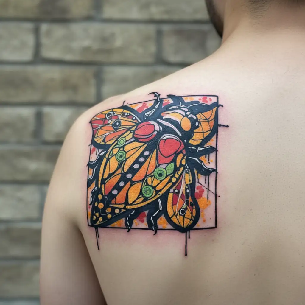 ladybug made of stained glass tattoo design idea