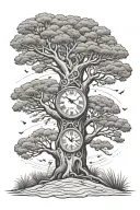 baobab tree like sand clock tattoo design idea