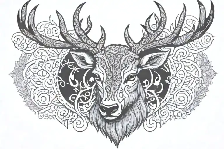 Norse Viking Deer head tattoo design idea