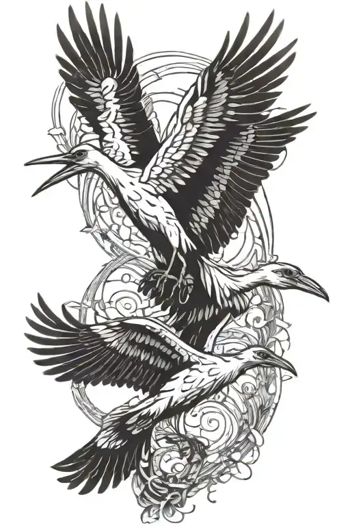 stork and bull tattoo design idea