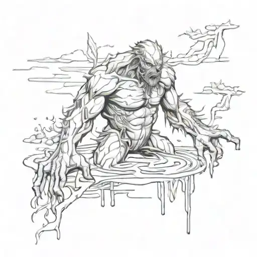 swamp thing risng out of water tattoo art tattoo design idea