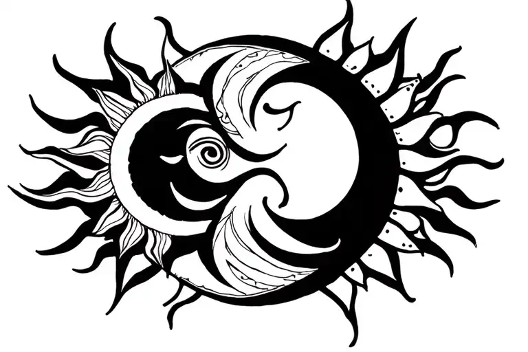sun and moon  tattoo design idea
