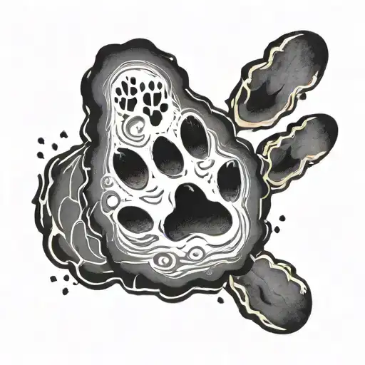 dogs paw print and child's hand print surrounded tattoo design idea